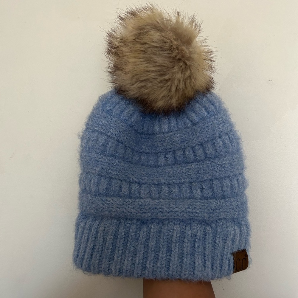 C.C fur Pom knit beanie